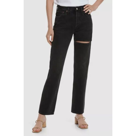 Agolde Black Straight Leg Jeans - Picture 1 of 9